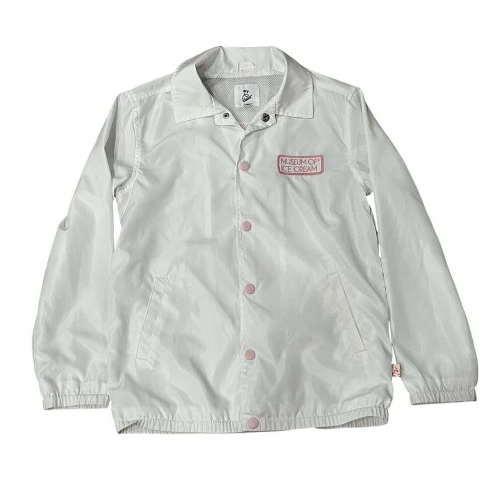 Museum of Ice Cream Coach Jacket White Snap Front Windbreaker Art Class Collab